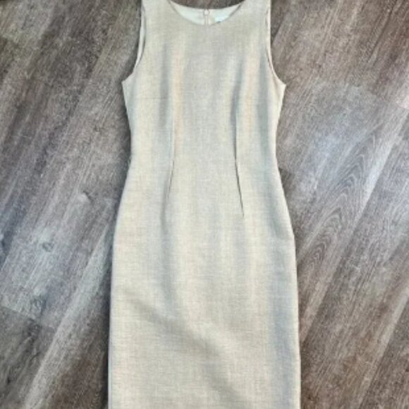 Paula Ka Tweed Robe Tan Fitted Dress - Picture 3 of 7